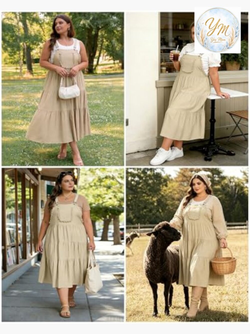 Plus Size Overall Dress with Pockets Adjustable Straps Maxi Jumper - Picture 5 of 7